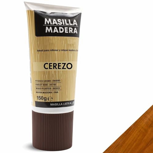 TECHZOCO Mastice legno ciliegio, ideale per riempire e riparare il legno all'interno, stucco pronto all'uso, riempitrice di fori, colore ciliegio, contiene 150 grammi