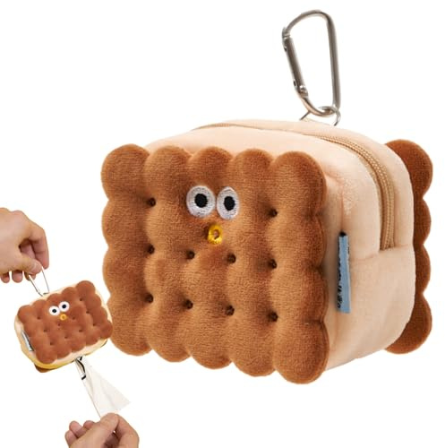 Nybhyjka Dispensador de bolsas para excrementos, accesorio para caminar con mosquetón, pequeña en forma de galleta para viajes al aire libre, senderismo, entrenamiento de cachorros