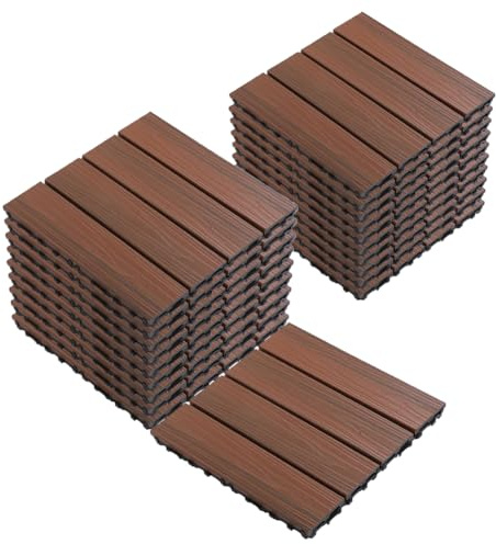 Interlocking Decking Tiles, Non-Slip Surface with Easy Installation and Superior Drainage, Perfect for Outdoor Garden, Terrace, and Balcony Flooring