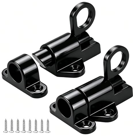 Uadme Fjäderdörrbultar, självstängande spärrar, kök grindspärr fjädrande automatiskt cylinderglidslås, för trädörr, gårdsdörrar, skåp, förvaringsskåp (2 st)