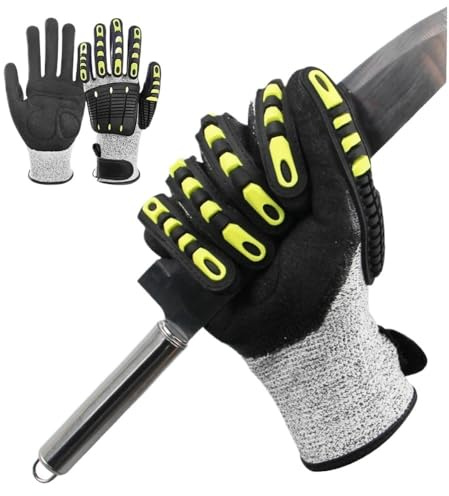LAJHDCG Gants mécaniques en TPR Anti-Vibrations, Anti-écrasement, Anti-coupures, Anti-collisions, Gants de Travail et de sécurité for Le Sauvetage en extérieur(S)