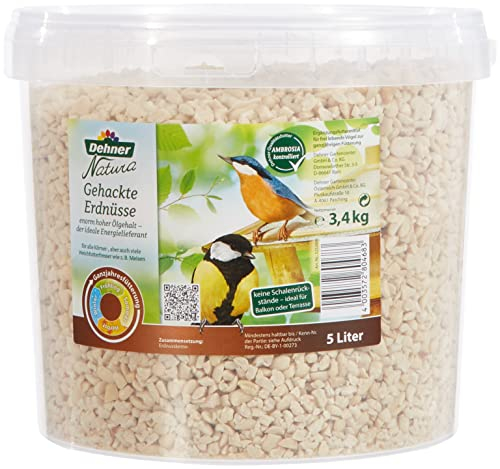 Dehner Natura Premium Wildvogelfutter, gehackte Erdnüsse schalenfrei, Ganzjahresfutter proteinreich / energiereich, hochwertiges Vogelfutter für Wildvögel, 3.4 kg