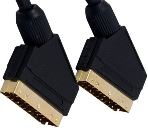 World of Data 2.5m Shielded Scart Cable - 24k Gold Plated - Fully Wired 21-pin Scart - Audio & Video Lead - Male to Male