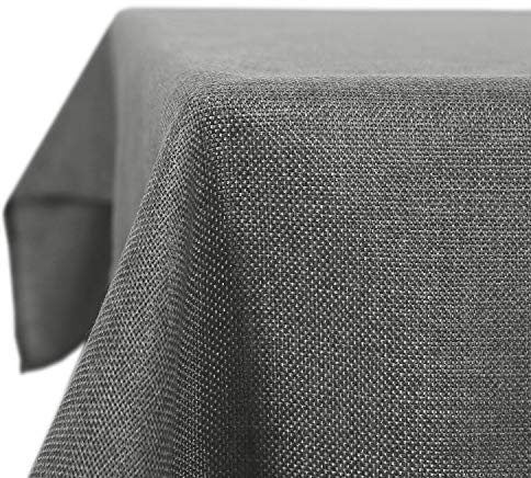 Deconovo Mantel de Mesa Cuadrado Efecto Lino 130 x 130 cm Gris