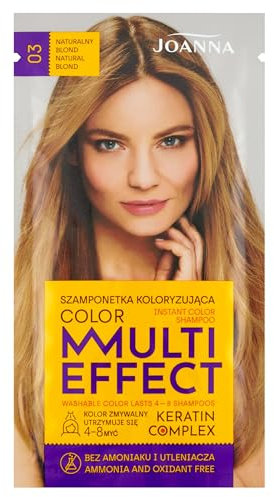Joanna Tönungsshampoo “Multi Effect” - Haarfärbe-Shampoo im Beutel - Haltbarkeit 4 bis 8 Wäschen - Haartönung ohne Ammoniak und Oxidationsmittel - Natürliches Blond