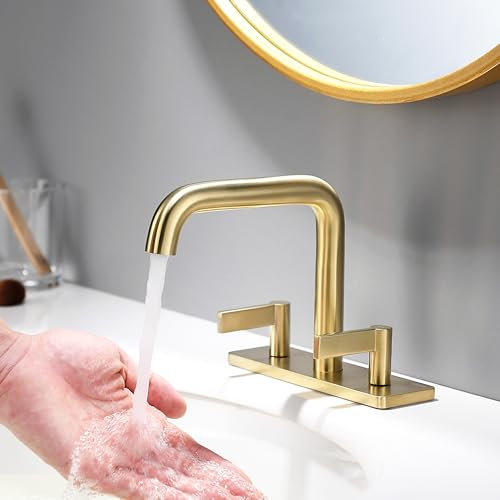 indare 2-maniglia bagno rubinetto oro con rame pop-up scarico e linee di alimentazione, doppia maniglia ottone centro bagno lavandino rubinetto, 110102-BG
