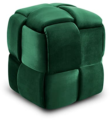 Vesgantti Sitzhocker, Ottomanischer Fußhoker aus Samt, Moderne Sitztruhe für Wohnzimmer, Schlafzimmer, Eingangsbereich, 43 x 43 x 46 cm, Max. Belastbarkeit 140 kg, KIVIK Serie