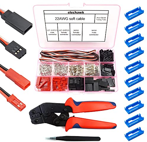 55 Sets Servo-Stecker, männlich, weiblich, Crimp-Pin-Kabel-Set mit Crimp-Werkzeug, kompatibel mit JR JST SYP Futaba für Hitec Spektrum RC