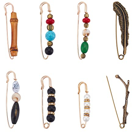 nbeads 8 Styles Vintage Chic Brosche, Extra Große Sicherheitsnadeln Perlen Brosche Pullover Schal Clips Für Pullover Schals Kragen Kleider Kleidung Dekoration Accessoires