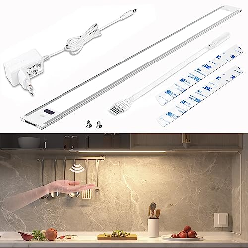 WOBSION LED Unterbauleuchte Küche Dimmbar mit Berührungsloser Sensor,42CM Neutralweiß Unterbau Lichtleiste für Unterschrank Beleuchtung,4000k Ultra Dünn Lampe für Küchenschrank und Werkbank,390 Lumen