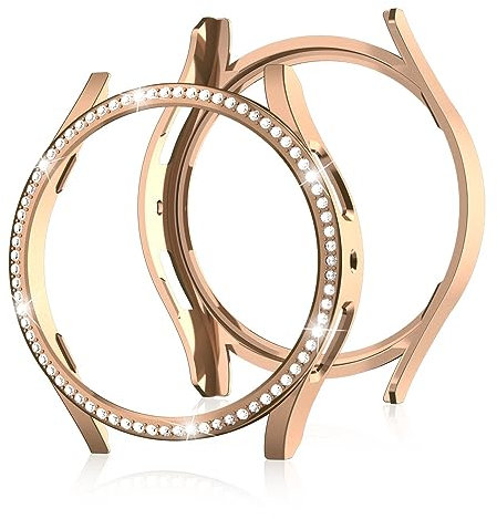 AISPORTS 2 Stück Kompatibel mit Samsung Galaxy Watch 4 40mm Hülle für Damen, Hard PC Edge Bumper Case Bling Glitzer Kristall Diamanten Strass Rahmen Shell Schutzhülle für Galaxy Watch 4 40mm