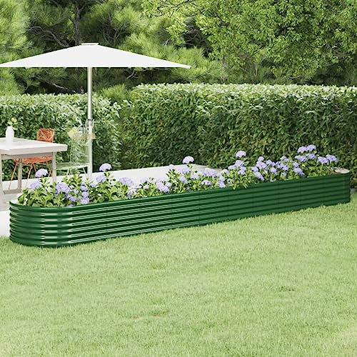 puraday Aiuola rialzata per giardino, 440 x 80 x 36 cm, fioriera per terrazze, aiuola per piante e verdure, spirale XXL, aiuola rialzata in metallo, in acciaio, grande aiuola da giardino verde