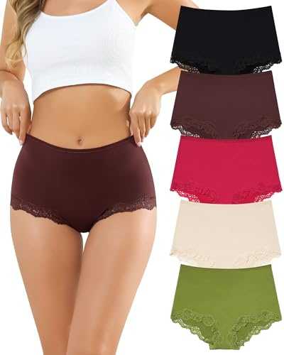 Aijolen Boxer Femme Shorty Femmes Culotte Dentelle sous-Vêtements Mi-Taille Panty Short Caleçon Court avec Entrejambe Multipack S-XL