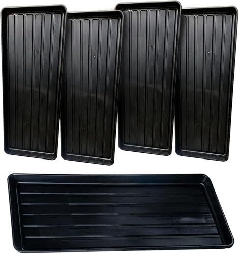 e Dukan 98cm Large Plastic Grow Bag Trays for Garden Plant Pots, Propagation & Seedling Trays – Heavy Duty Waterproof Drip Tray for Indoor Outdoor Gardening, Greenhouse & Hydroponic Use
