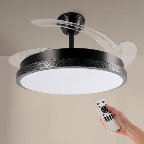 M mimotec - Ventilador de techo LED Black Rail, Temperatura de color regulable, Función Verano/Invierno, 6 velocidades, LM8850