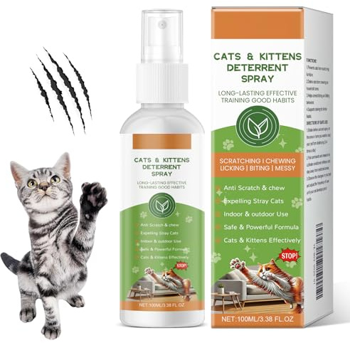 XZMCAT Spray Repellente per Gatti, 100ML Spray Disabituante Gatti, Repellente Gatti e Spray AntiGraffio per Gatti Divano, Uso Interno ed Esterno, Protezione del Divano, Cavi, Vestiti, Piante e Mobili
