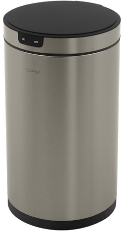ML-Design Mülleimer mit Sensor 30L rund aus Edelstahl, Silber, Automatisches Öffnen & Schließen, Abfalleimer berührungslos, Klemmring für Müllbeutel, Müllbehälter mit Bewegungssensor für Küche & Büro