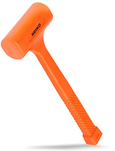 Neiko 02846A - Martillo de soplado muerto de 1 libra, color naranja neón I moldeado unibody | Agarre a cuadros | Resistente a chispas y rebote