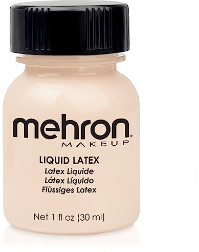 Mehron Makeup Liquid Latex | SFX Makeup | Halloween | Latex Glue for Skin | Special FX Prosthetic Glue 1 fl oz (30 ml) (Light Flesh)