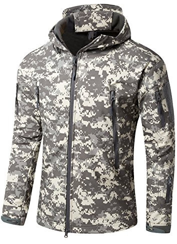 YFNT Herren Taktisch Fleecejacke Camouflage Militär Outdoor Wandern Warm Innenfutter Winddicht Wasserdicht Mantel Jacken Skijacke, Acu, 5XL