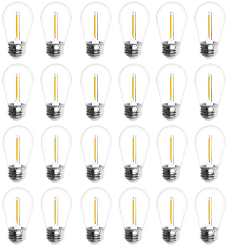Jslinter 24-Pack lampadine LED S14 da 1 W, lampadina di ricambio per luci per esterni, bianco caldo 2200 K
