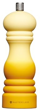 MasterClass Pepper Mill or Salt Grinder with Interchangeable Cap, Plastic, Mustard Yellow Ombré, 17 cm