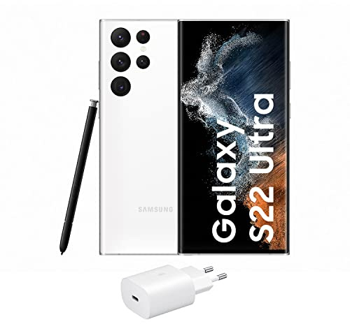 Samsung Galaxy S22 Ultra 5G + Cargador – Teléfono móvil libre, 128 GB, Smartphone Android, Phantom Blanco (Versión Española)