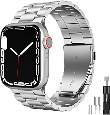 owlhold Compatible Avec Bracelets Apple Watch 49mm 46mm 45mm 44 mm 42mm, Bracelet Remplacement de Montre en Acier Inoxydable pour Séries 10/9/ 8/7/6/5/4/3/Ultra pour Homme et Femme-Argent