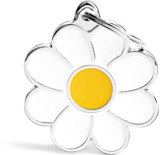 My Family Medaglietta per Cane Personalizzata, A Forma di Margherita Grande, Targhetta Cane con Incisione Gratis, Smaltata a Mano in Metallo, Collezione Charms