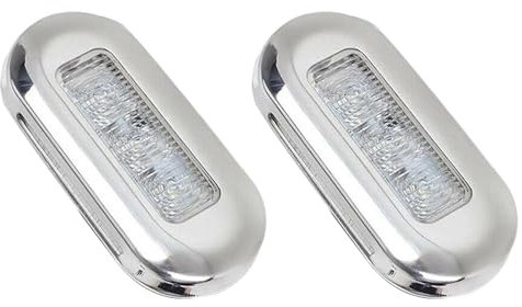 Baceyong Round Marine Boat LED Stern Light,White Light Cabin Deck Courtesy Lamp Waterproof,2PCS 12V LED Waterproof Yacht Saloon Car Door Light,Stainless Steel Step Corridor Lamp