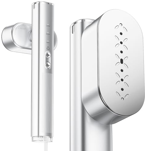 Travel Steamer for Clothes,100-240V Portable Garment Steamer, Steamer＆Iron 2 In 1,30s Fast Heat-up,120ml Water Tank,Large Ceramic Heat Panel,HandheldSteamer for Global ＆ Europe Traveling,Silver
