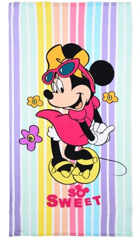 CARTOON Toalla de playa microfibra poliéster Minnie Disney toalla infantil 240gsm tamaño 70x140cm playa piscina