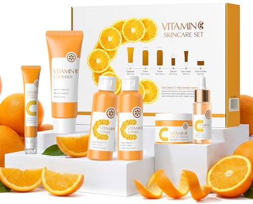 Set Facial Vitamina C Mujer, 6 Piezas Kit Cuidado Facial Viaje