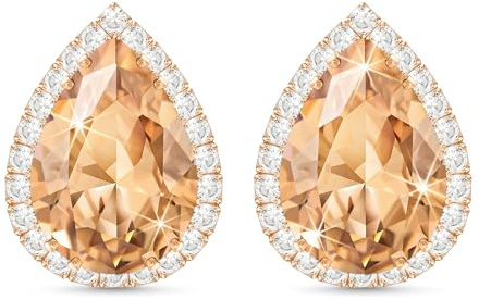 Linawe Pendientes de tuerca en oro rosa para mujer, moissanita, diamantes de imitación y purpurina, pendientes colgantes, hipoalergénicos