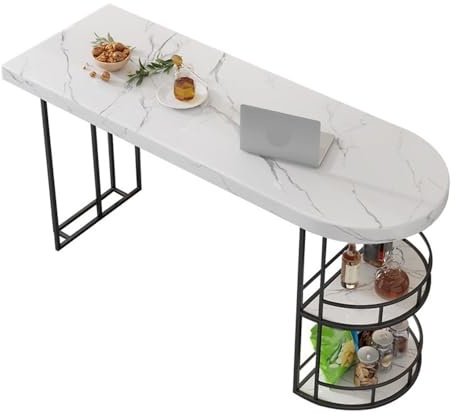 Bartabeller Ljust lyxigt marmorbarbord med dubbel förvaring vardagsrumsdelare ö högt bord Bar Bordets Högbord(Svart,140 * 45 * 100cm)