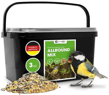 Comida premium para pájaros de 3 kg, mezcla integral, alimento energético para aves silvestres, alimento para todo el año, mezcla de granos de alta calidad con semillas de girasol
