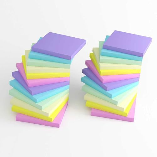 Lot de 24 blocs de notes autocollantes 76 mm x 76 mm à écrire, pour l'école, la maison et le bureau