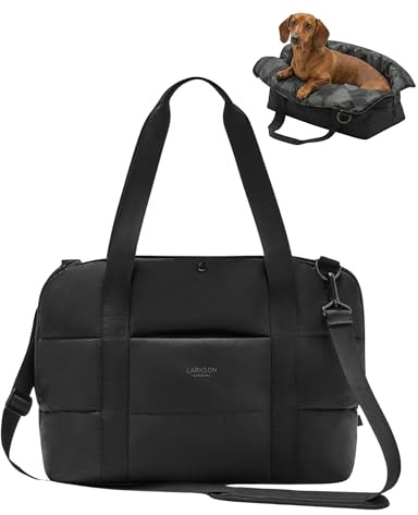 Larkson Borsa per Cani Nero - Frida - Contenitori da Trasporto Pieghevole per Cani e Gatti di Piccola Taglia fino a 10kg - Trasportino da Passeggio - Utilizzabile come Cestino Durante gli Spostamenti