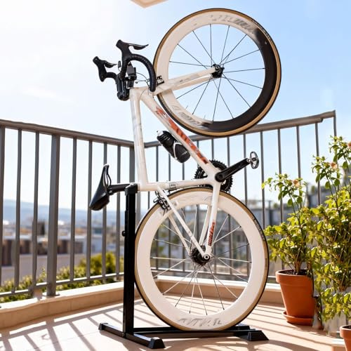 Portabiciclette a forma di L, supporto verticale per biciclette, per garage/club ciclistici/negozi al dettaglio, per biciclette da strada, mountain bike e biciclette per adulti, nero