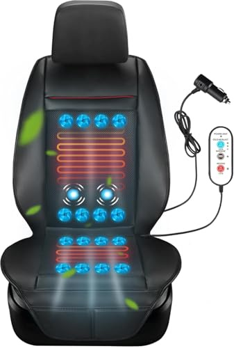 LGNORA 16 Fans 3 in 1 Massage Cushion with Winter, Cooling Seat Covers, Chair Massager for Full Body Car Seat Covers, Gifts for Dad Mom (Winter,Summer&Massage-Black)