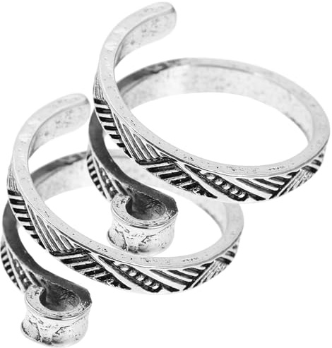 JOINPAYA Anillos de Bucle para Tejer 2 Piezas, Herramienta Guía de Hilo para Crochet, Accesorios de Costura Prácticos, Color Plateado, para Manualidades y Tejido a Mano