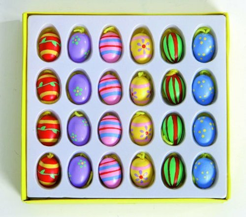 Ostereier 24er Set aus Holz handbemalt (Ostern)
