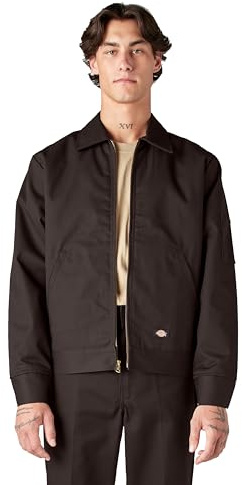 Dickies Men's Lined Eisenhower Jacket, Dark Brown, Medium
