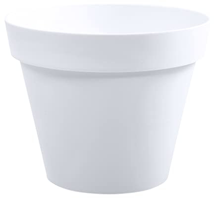 EDA - Pot de Fleur Rond Toscane Ø 30 cm - Volume 10 L - Ø 29,5 x H.24 cm - Blanc