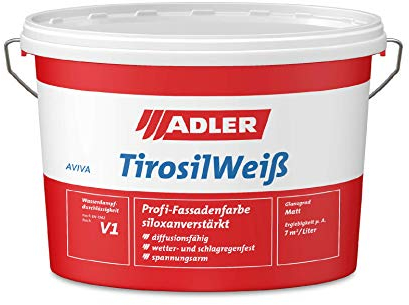 ADLER Aviva Tirosil-Weiß, Fassadenfarbe, Außenwandfarbe - 3 Liter weiß