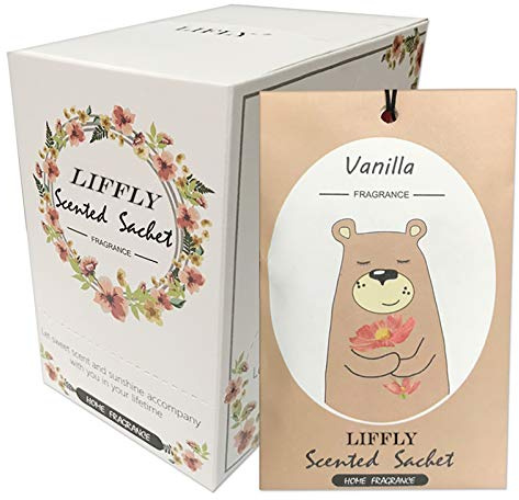 LIFFLY 14 Packs Vanilla Scented Sachets for Drawers and Closets Gift Box