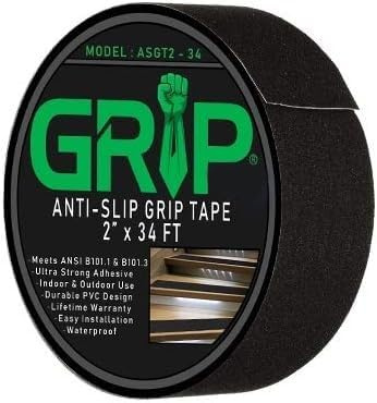 GRIP Anti Slip Tape - 80 Grit High Traction Non-Slip Tape for Stairs, Ramps, Floors, Indoor/Outdoor Use, Easy Cut & Apply, Durable for Heavy Traffic Areas (2 x 34')