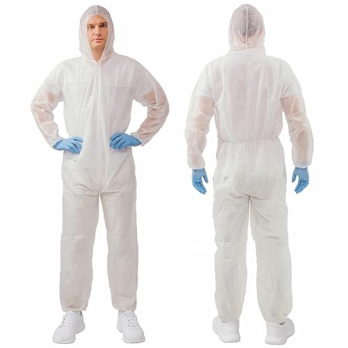 V VICOGARD Hazmat Suits,10 Colors Options Disposable Protective Coveralls, Paint Suit with Elastic Wrists Ankles and Hood XL