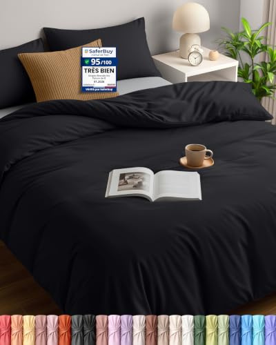 Utopia Bedding King Size Duvet Cover Set with 2 Pillowcases 50x75 cm, Black | Microfiber Bedding Quilt Cover Set with Pillowcases, Oeko-TEX Certified,Soft Breathable Comfort - Ideal for Home and Hotels