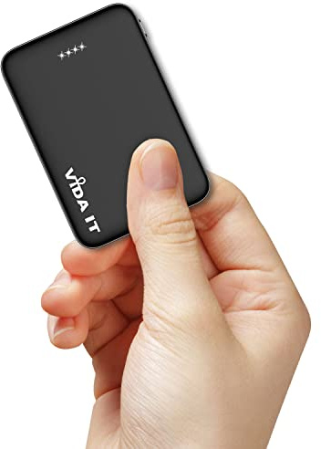 Vida IT Small Power Bank for Heated Vest Scarf Jacket 5V 2A External Battery Pack Portable Charger for iPhone 7 8 X Samsung Galaxy S8 S9 S10 Huawei Android Mobile Phone, 5000mAh Mini USB Power Pack